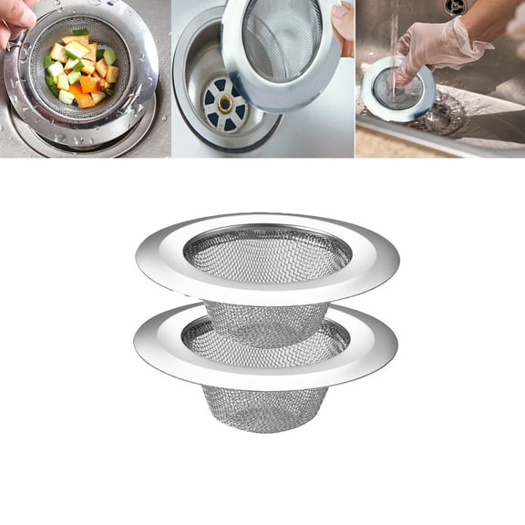 CELNNCOE 2 Pack Kitchen Sink Drain Strainer,Kitchen Sink Strainer Stainless Steel, Sink Strainers with Large Wide Rim 2.87" Diameter for Bathroom Sink, Utility, Slop, Laundry, RV and Lavatory