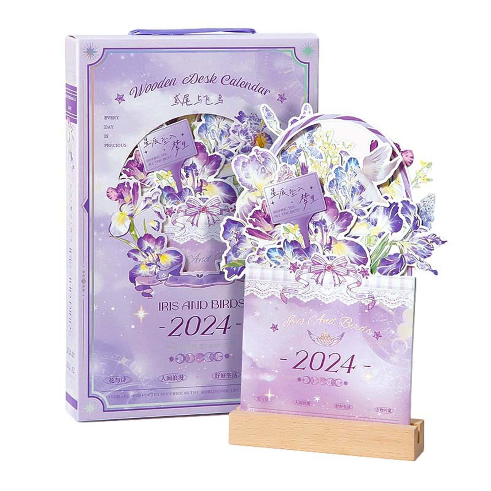 CELNNCOE 2024 Bloomy Flowers Desk Calendar, Creative Design VaseLike