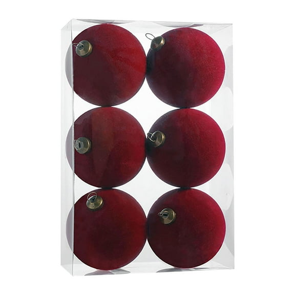 CELNNCOE Christmas Velvet Ball Ornaments, 6pcs 3.15-Inch Xmas Tree Decorations Hanging Balls, Unbreakable Plastic Holiday Ornament Set for Christmas Tree Decor