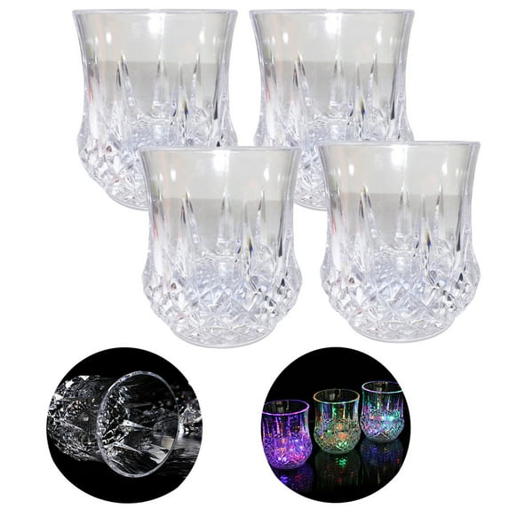 CELNNCOE Liquid Activated Led Old Fashioned Drinking Glasses-Multicolor Liquid Activated Fun Light Up Drinking Tumblers for Wine Glass Party Bar Drink Cup,Drinking Glasses Set Of 4