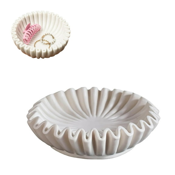 CELNNCOE Marble Bowl Fruit Bowl, Large Decorative Bowl for Home Decor -,Stone Bowl Decorative Bowl Decorative Trays Marble Fruit Bowl Marble Ruffle Bowl Marble Floral Bowl Home Decor Gifts (6 inch)