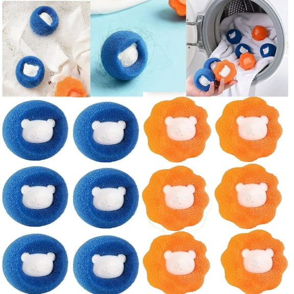CELNNCOE Pet Hair Remover for Laundry,Lint Remover Washing Balls Reusable Pet Hair Catcher, Hair Cleaning Ball,Washing Machine Hair Catcher Dryer Balls for Clothing Dog Cat Pet Fur Remover,12 Pcs Mix