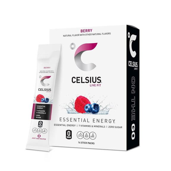 Celsius Go Powder Stick Packs Zero Sugar Berry 2.5 oz