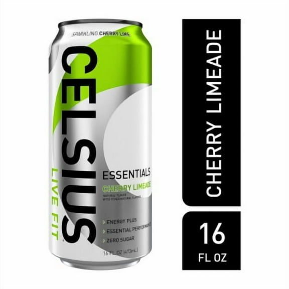CELSIUS ESSENTIALS Sparkling Cherry Limeade Energy Drink Can 16 fl oz - Pack of 2