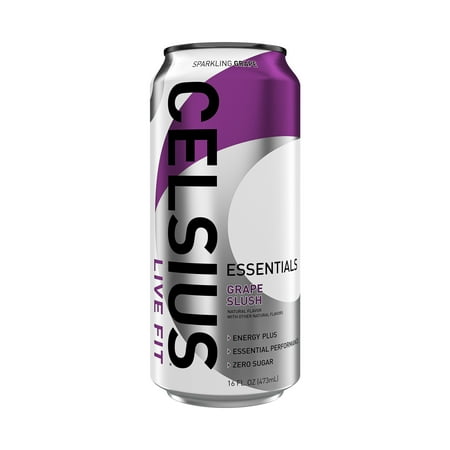 CELSIUS ESSENTIALS, Sparkling Grape Slush, Performance Energy Drink 16 Fl Oz Single Can