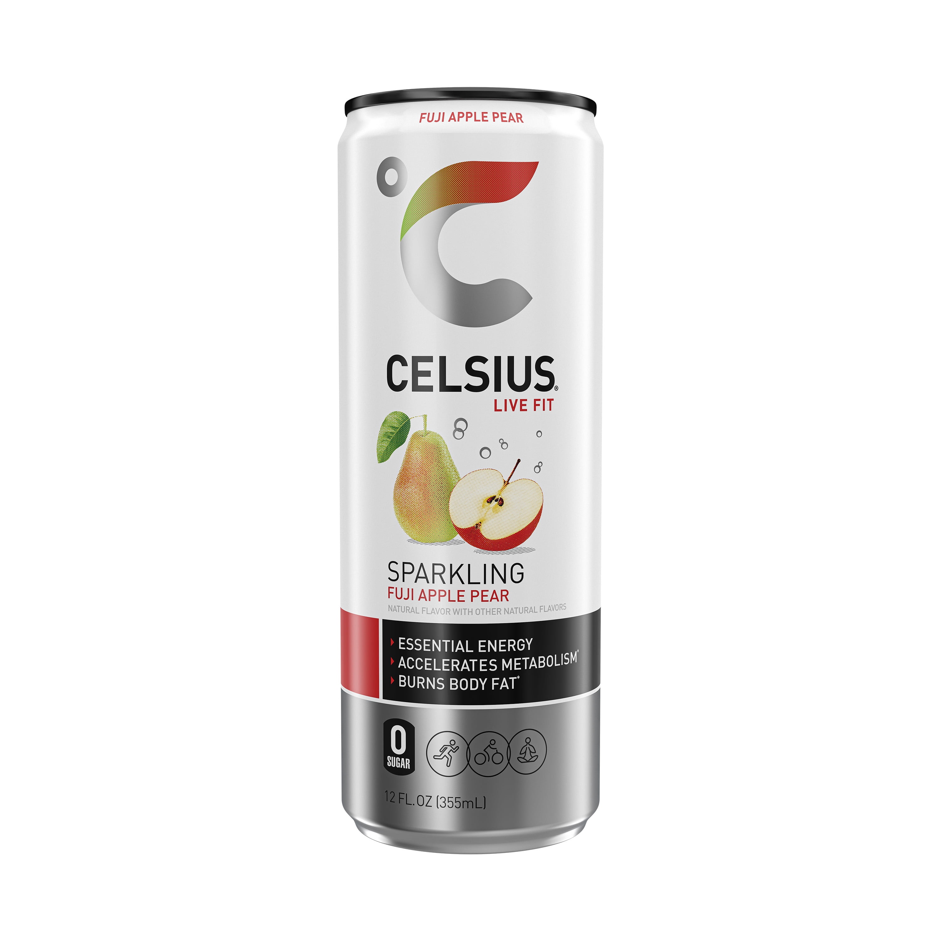 CELSIUS Sparkling Fuji Apple Pear, Functional Energy 12 fl oz Single Can
