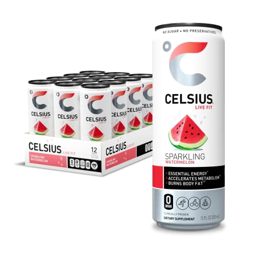 CELSIUS Essential Energy Drink 12 Fl Oz, Sparkling Watermelon (Pack of