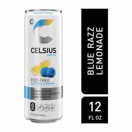 CELSIUS Fizz Free Blue Razz Lemonade Energy Drink Can 12 fl oz - Pack of 2