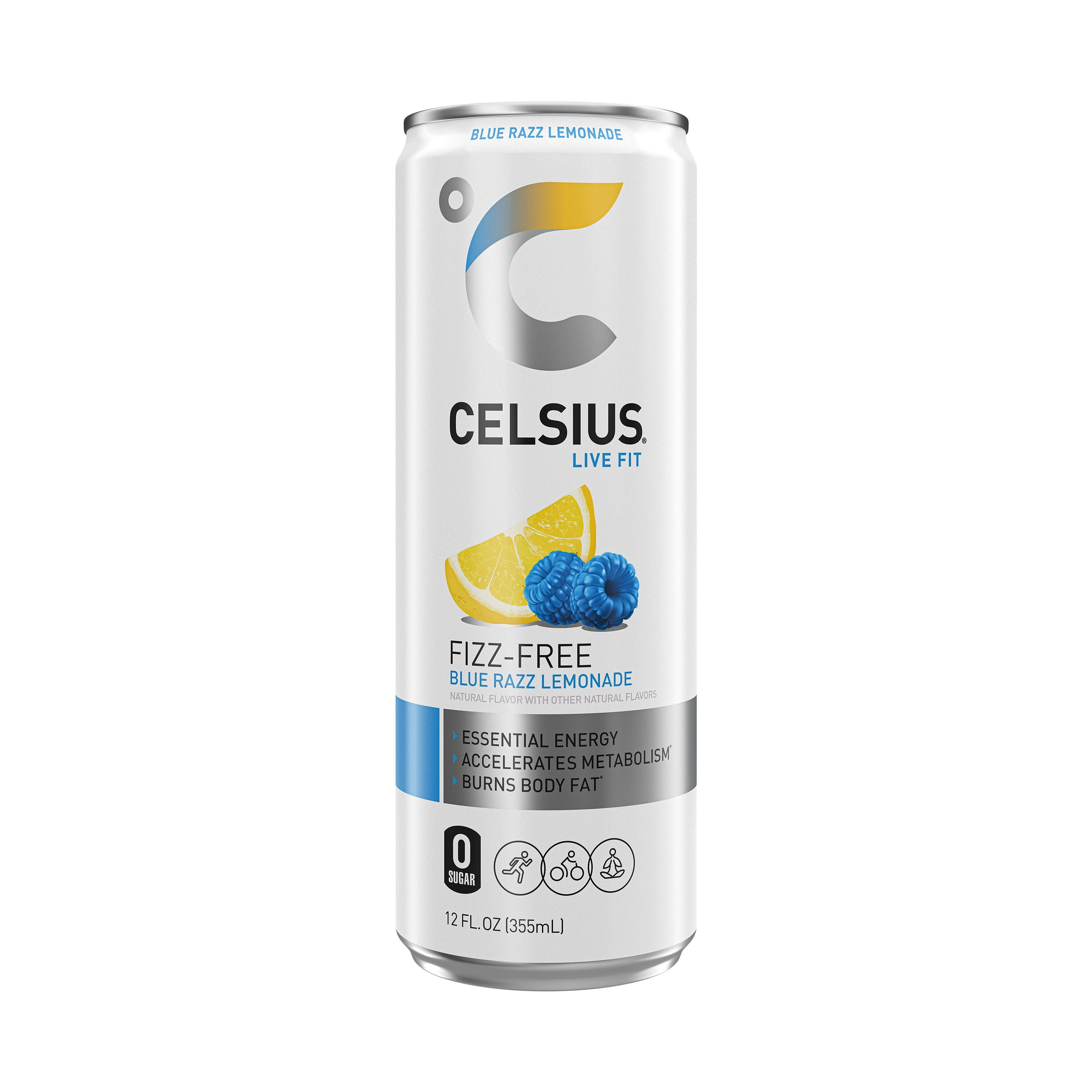CELSIUS Fizz Free Blue Razz Lemonade, Functional Energy Drink 12 fl oz Single Can