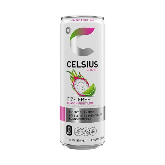 CELSIUS Fizz Free Dragon Fruit Lime, Functional Energy Drink 12 fl oz Single Can