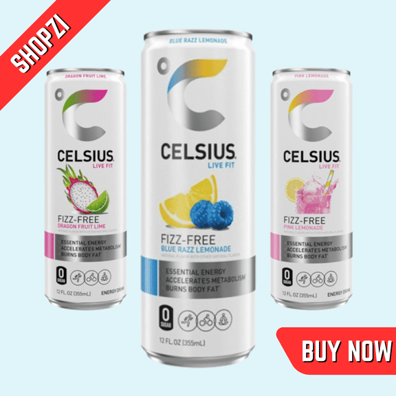CELSIUS Fizz Free Energy Drink Variety Pack, 12 Count (12 fl oz Cans, Dragonfruit Lime, Blue Razz Lemonade, Pink Lemonade), Zero Sugar Functional Energy Beverage