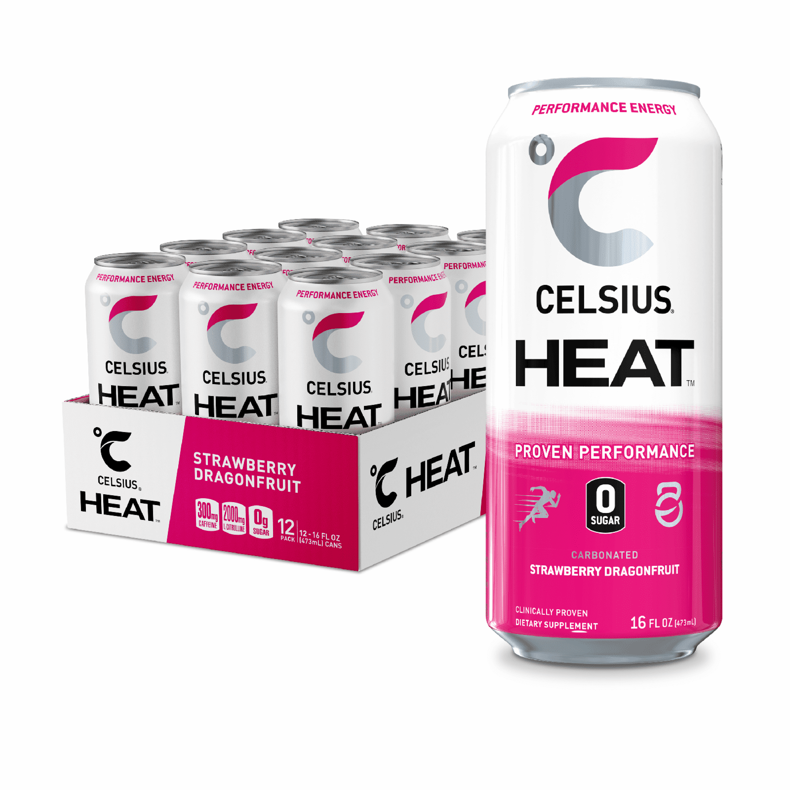 CELSIUS HEAT Sparkling Strawberry Dragonfruit, Functional Essential