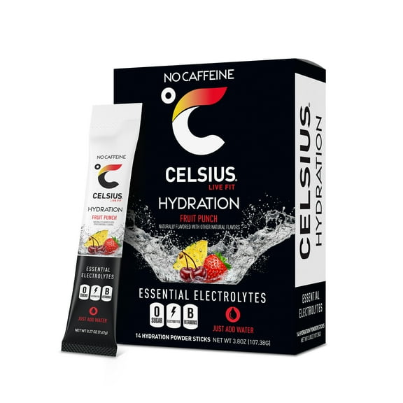 CELSIUS HYDRATION Fruit Punch Flavor, Essential Electrolyte Hydration Packets (Pack of 14)