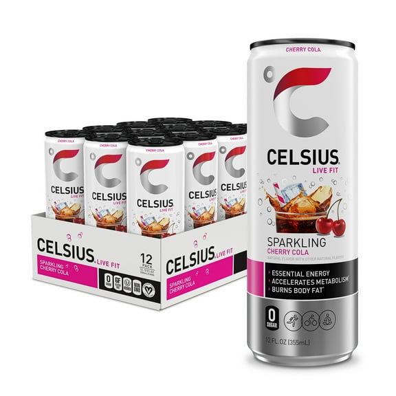 CELSIUS Sparkling Cherry Cola, Functional Energy Drink 12 fl oz (Pack of 12)