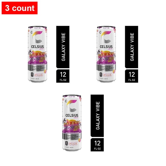 CELSIUS Sparkling Galaxy Vibe Energy Drink Can 12 fl oz - 3 count