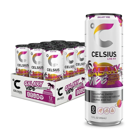 CELSIUS Sparkling Galaxy Vibe, Functional Energy Drink 12 fl oz Can (Pack of 12)