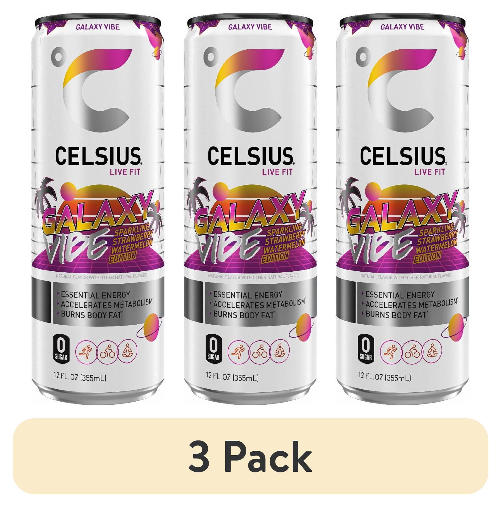 (3 pack) CELSIUS Sparkling Galaxy Vibe, Functional Essential Energy Drink 12 fl oz Single Can