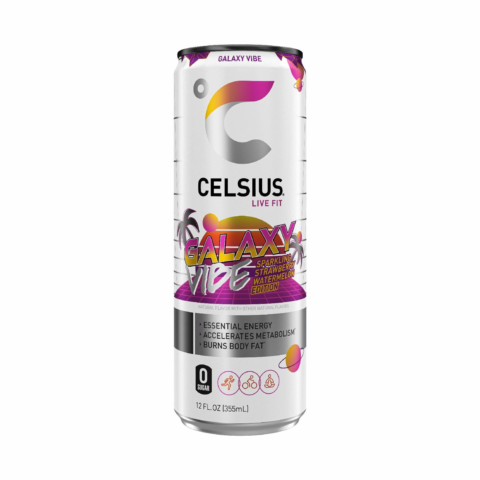 CELSIUS Sparkling Galaxy Vibe, Functional Energy Drink 12 fl oz Single Can