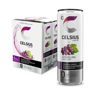 CELSIUS Sparkling Grape Rush, Functional Energy Drink 12 fl oz Can (Pack of 4)