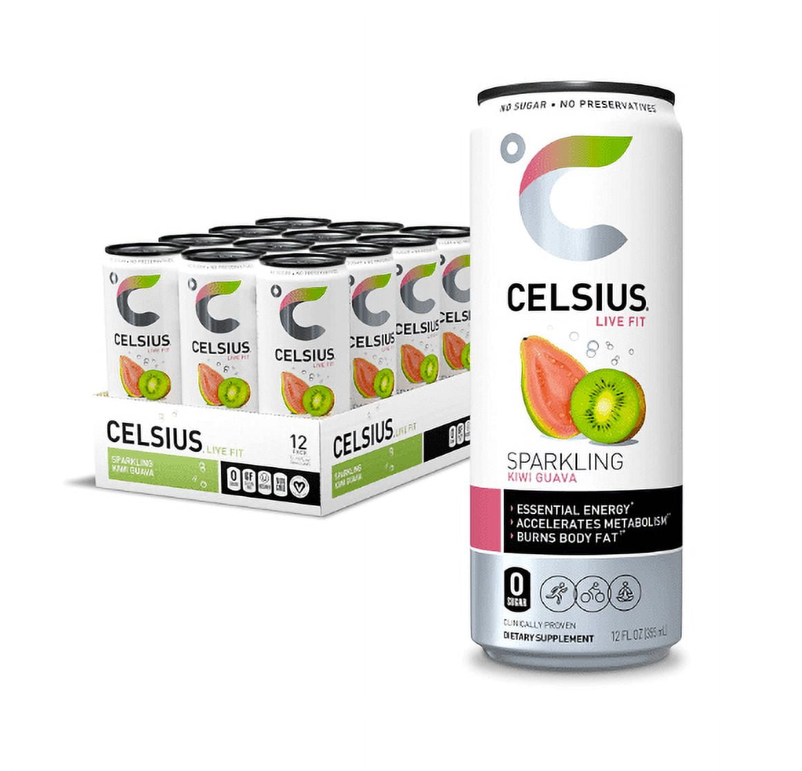 CELSIUS Sparkling Kiwi Guava, Functional Essential Energy Drink 12 Fl ...