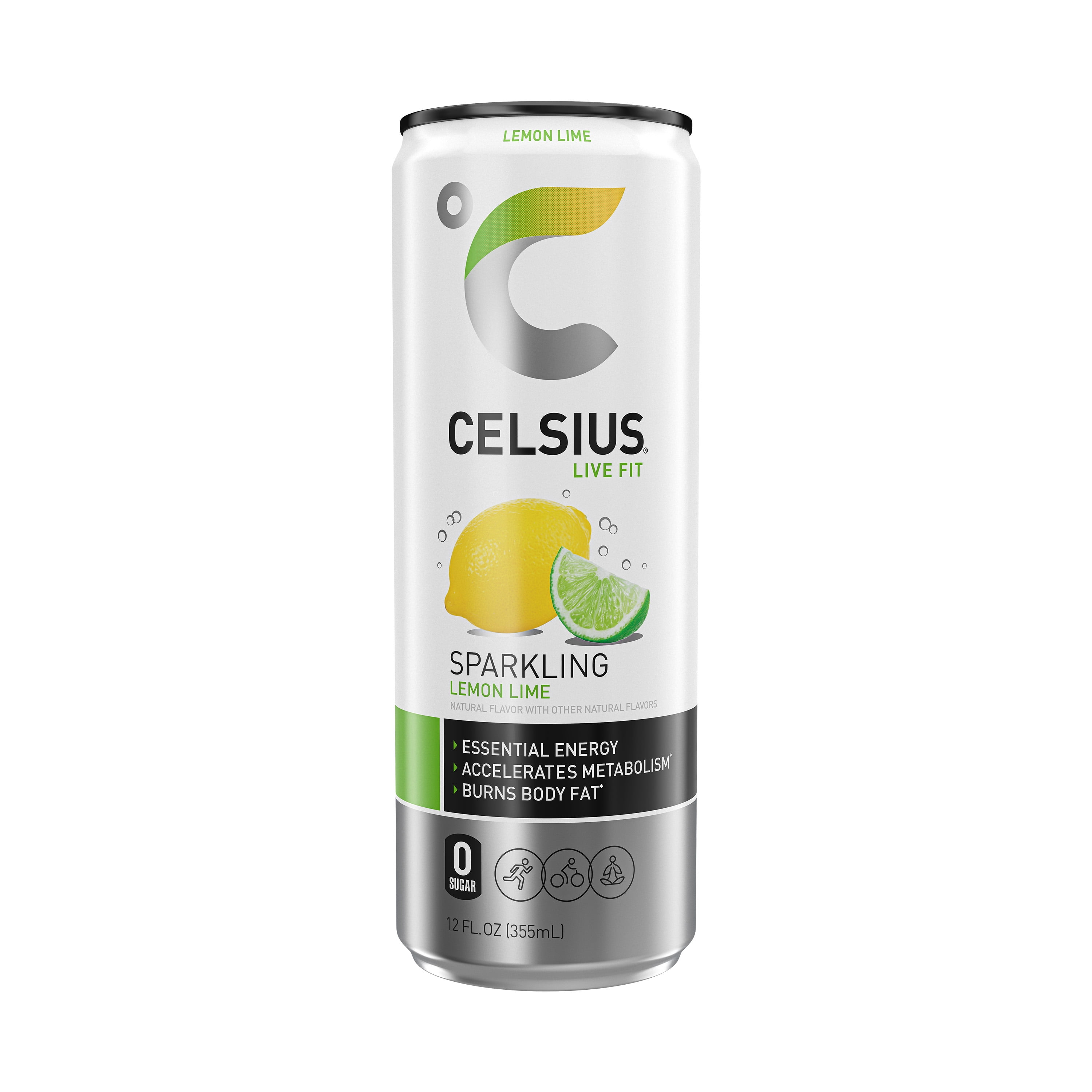 CELSIUS Sparkling Lemon Lime, Functional Energy Drink 12 fl oz Single Can