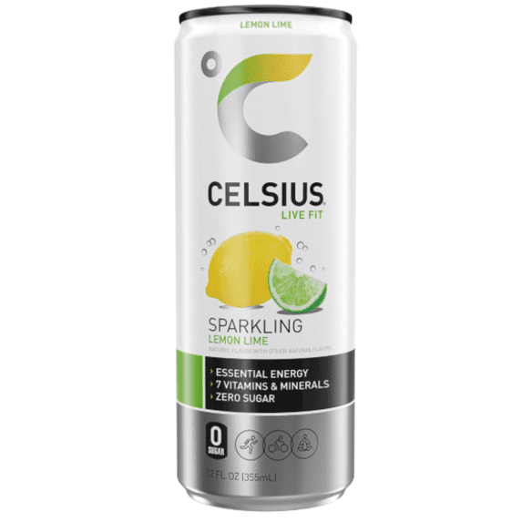 CELSIUS Sparkling Lemon Lime, Functional Energy Drink 12 fl oz Single Can
