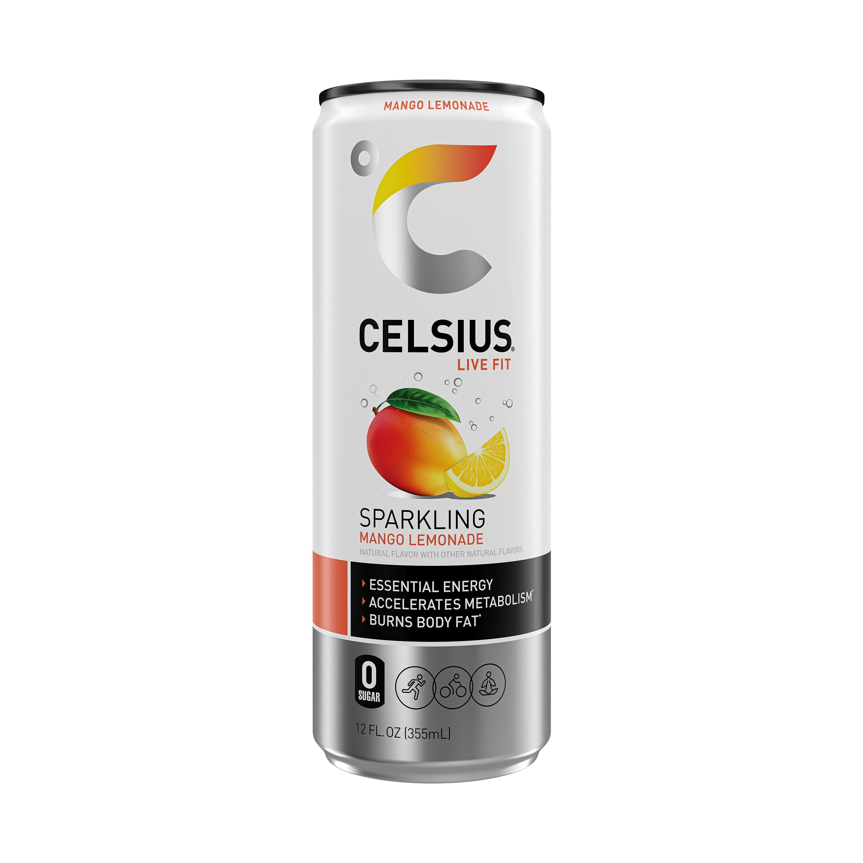 CELSIUS Sparkling Mango Lemonade, Functional Energy Drink 12 fl oz Single Can