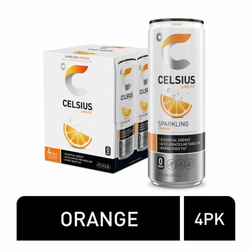 CELSIUS Sparkling Orange Energy Drink Multipack Cans 4 pk / 12 fl oz - Pack of 2
