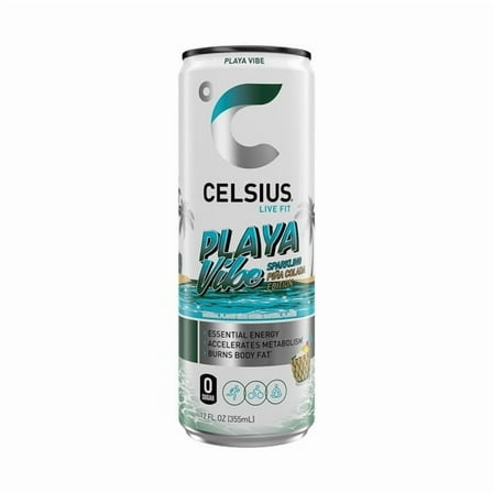 CELSIUS Sparkling Playa Vibe, Functional Energy Drink 12 fl oz Single Can - 4 Pack