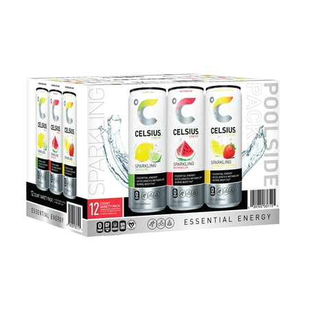 CELSIUS Sparkling Poolside Variety Pack, Functional Energy Drink 12 fl oz (Pack of 12)