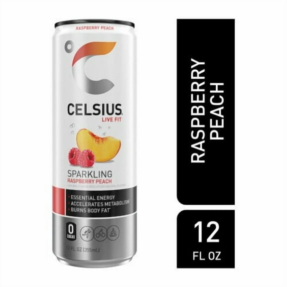 CELSIUS Sparkling Raspberry Peach Energy Drink Can 12 fl oz