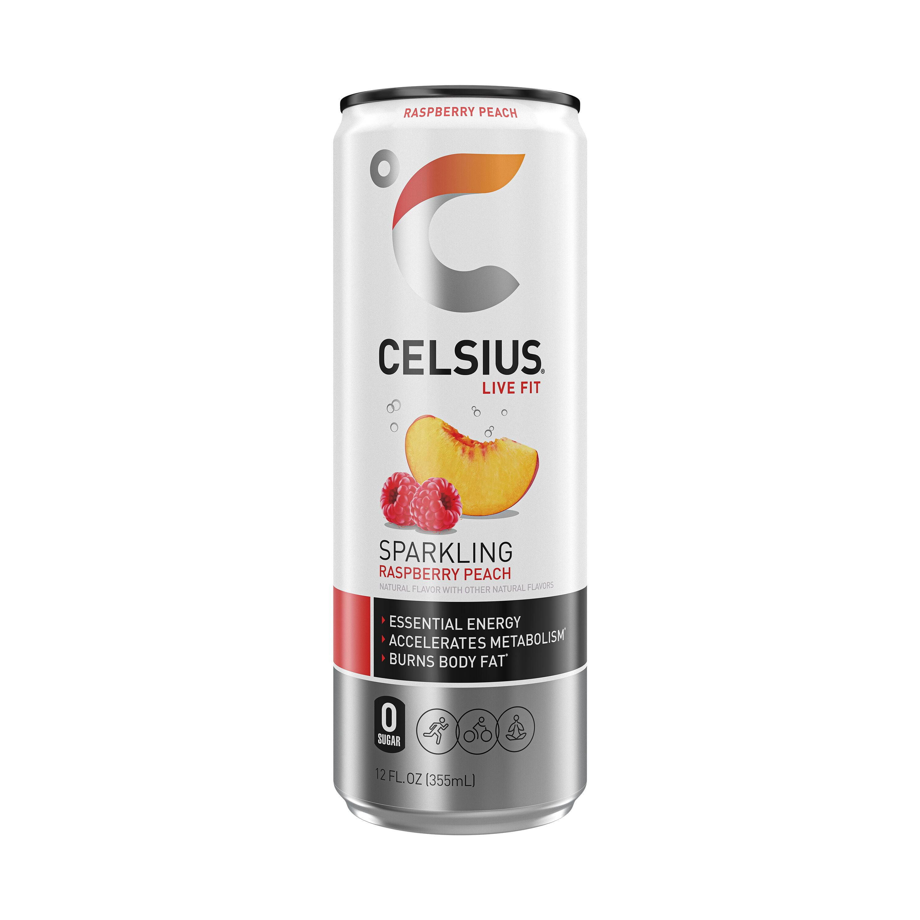 CELSIUS Sparkling Raspberry Peach, Functional Energy Drink 12 fl oz Single Can