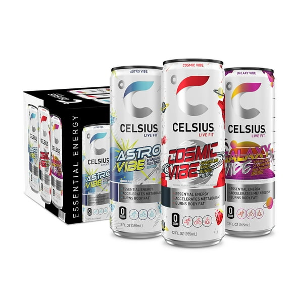 CELSIUS Sparkling Space Variety Pack, Functional Energy Drink 12 fl oz (Pack of 12)