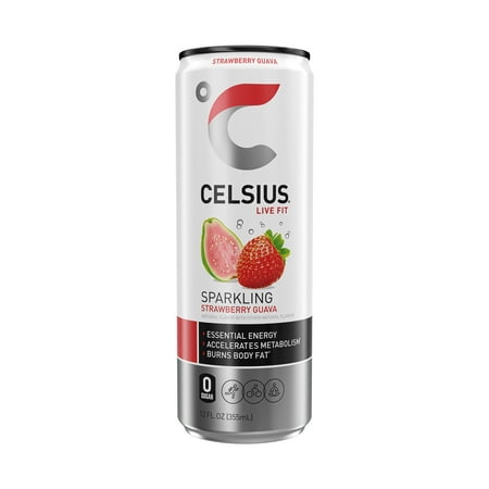 CELSIUS Sparkling Strawberry Guava, Functional Energy Drink 12 fl oz Single Can