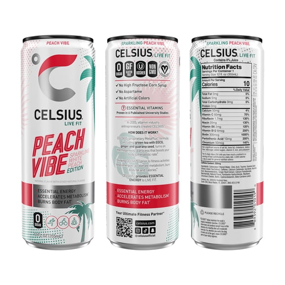CELSIUS Sparkling Vibe Variety Pack, Functional Energy Drink 12 fl oz (Pack of 12)