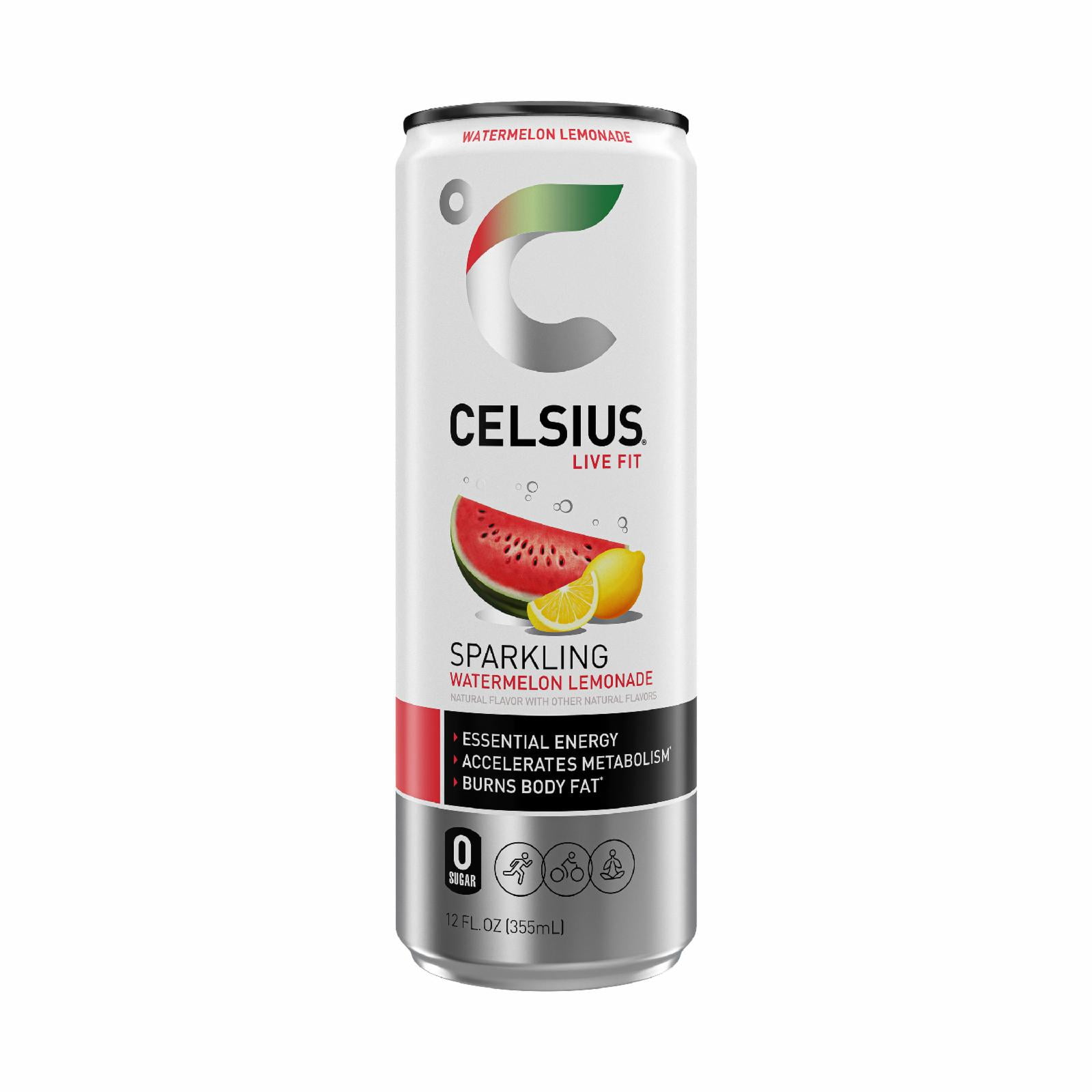 CELSIUS Sparkling Watermelon Lemonade, Functional Energy Drink 12 fl oz Single Can
