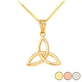 thumbnail image 1 of CELTIC KNOT TRIQUETRA TRINITY DIAMOND PENDANT NECKLACE IN GOLD (YELLOW/ ROSE/WHITE) :  14K  Pendant with 16" chain, 1 of 1