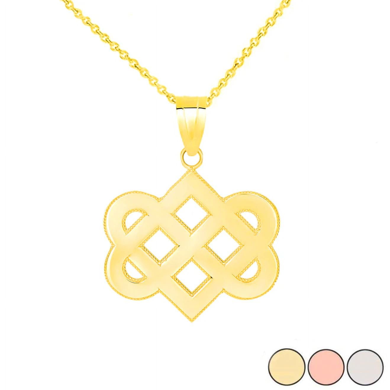 CELTIC LOVE KNOT PENDANT NECKLACE IN GOLD (YELLOW/ ROSE/WHITE ...