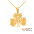 thumbnail image 1 of CELTIC TRINITY KNOT SHAMROCK PENDANT NECKLACE IN GOLD (YELLOW/ ROSE/WHITE), 1 of 1