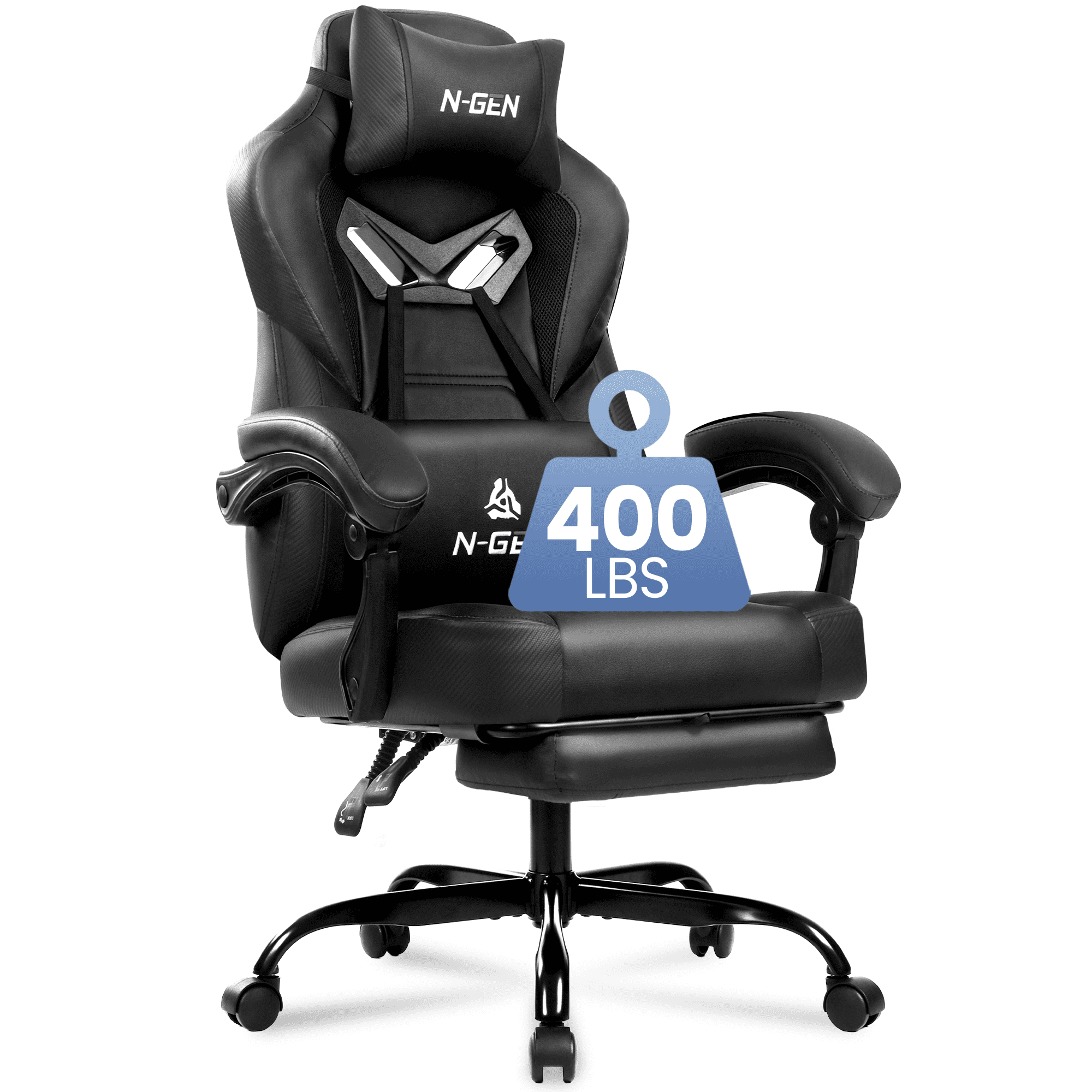 CELTOSS Gaming Chairs with Footrest, Big and Tall Gamer Chair with Headrest and Lumbar Support for adults, Black