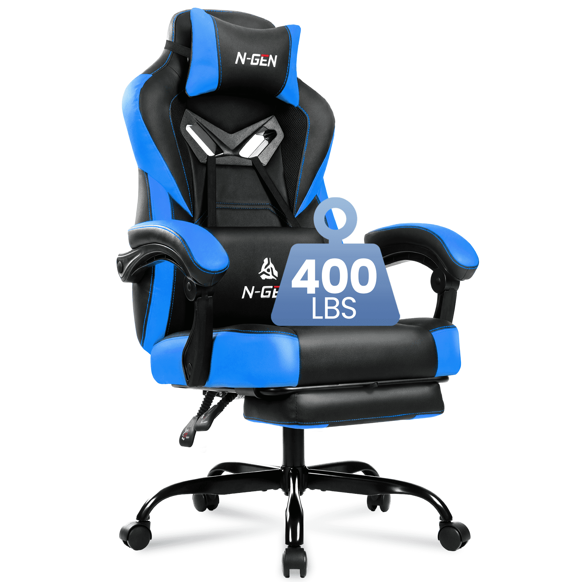 CELTOSS Gaming Chairs with Footrest, Big and Tall Gamer Chair with Headrest and Lumbar Support for adults, Blue