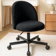 thumbnail image 1 of CELTOSS Home Office Desk Chair, Cute Teddy Fabric Swivel Vanity Stool, Mid Back Adjustable Armless Task Chair with Wheels, Black, 1 of 11