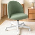 thumbnail image 1 of CELTOSS Home Office Desk Chair, Cute Teddy Fabric Swivel Vanity Stool, Mid Back Adjustable Armless Task Chair with Wheels, Green, 1 of 11