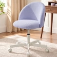 thumbnail image 1 of CELTOSS Home Office Desk Chair, Cute Teddy Fabric Swivel Vanity Stool, Mid Back Adjustable Armless Task Chair with Wheels, Purple, 1 of 13