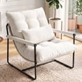 thumbnail image 1 of CELTOSS Modern Accent Chair, Comfy Lounge Chair with Plush Cushion, Sofa Chair with Metal Frame, for Bedroom, Living Room and Home Office, Ivory, 1 of 14