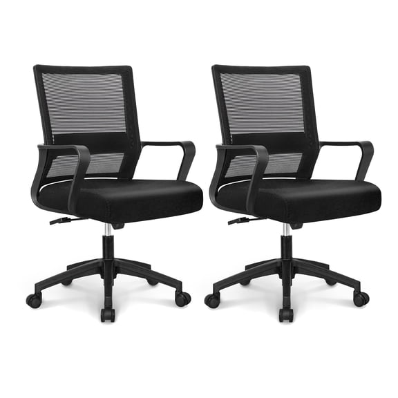 CELTOSS Office Chair, Wide Seat with Ergonomic Lumbar Support, Adjustable Height, Home Office Computer Desk Chair, Black, 2pack