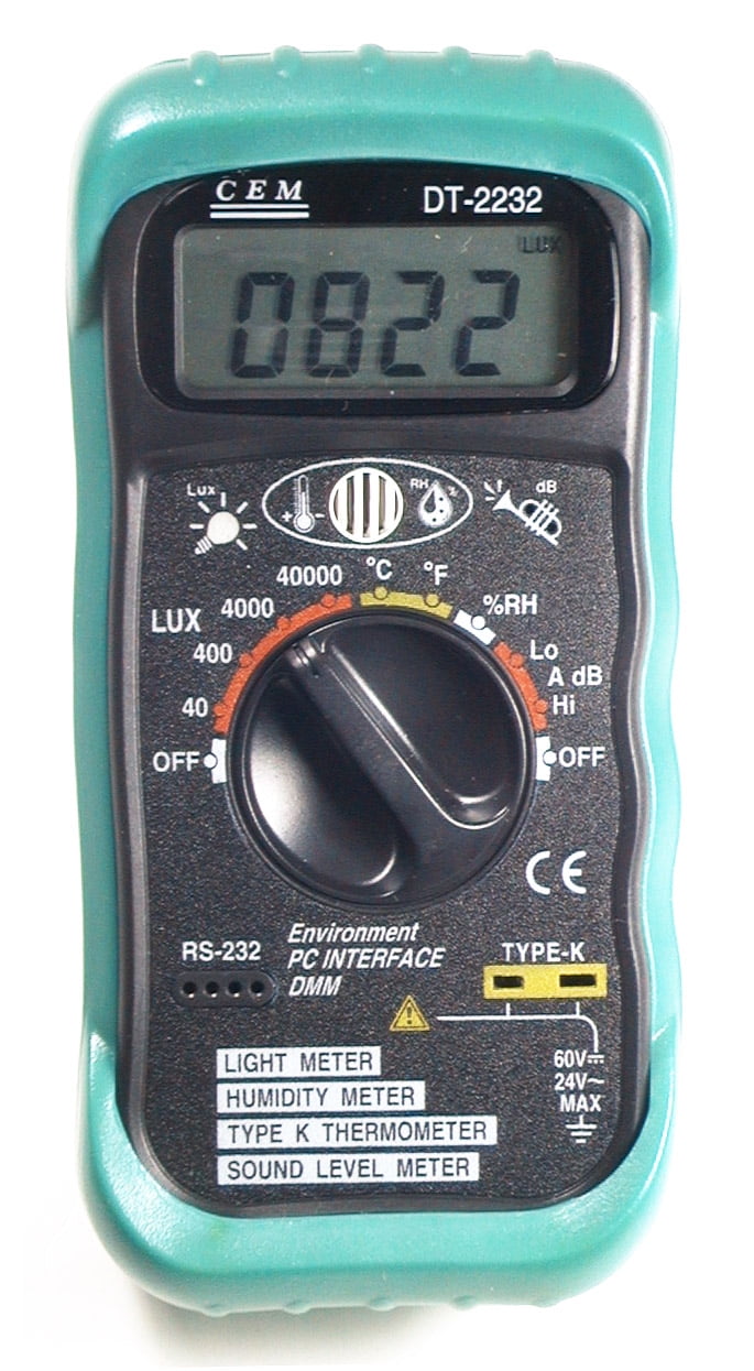CEM DT-2232 Digital Thermometer Light Humidity Sound Meter 4-in-1 RS-232 Interface