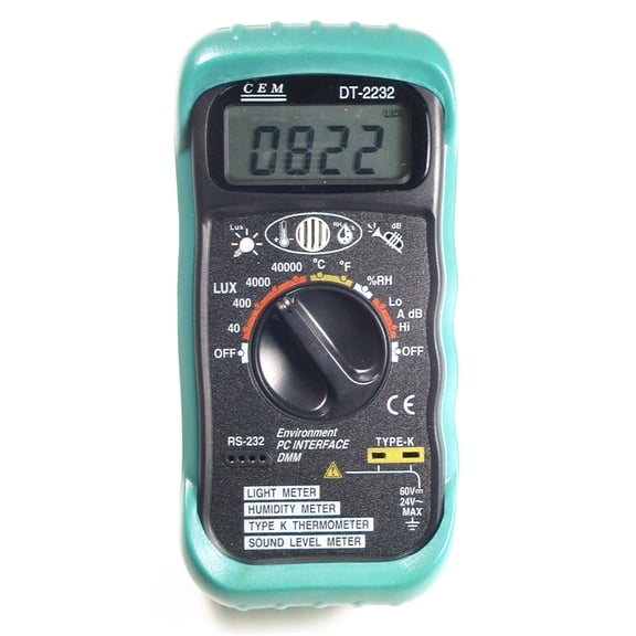 CEM DT-2232 Digital Thermometer Light Humidity Sound Meter 4-in-1 RS-232 Interface