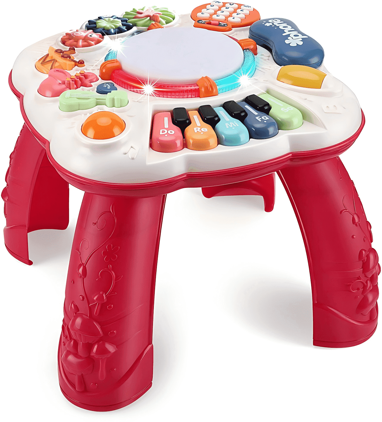 CEMIRK Baby Activity Table,Toddler Musical Learning Table,Educational Learning Toy for Baby 6 to 12 Months 1 2 3 Years Old Boys and Girls(red)