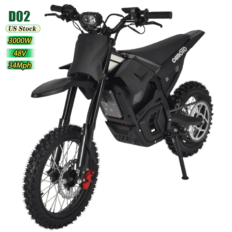 CEMOTO D02 Off-Road Electric Bike for Teens & Adults,3000W Peak Mid-Drive Motor,34+ MPH Top Speed, 48V 21AH Battery, 14"/12" Tires, Full Suspension, Dual Hydraulic Brakes, UL2849
